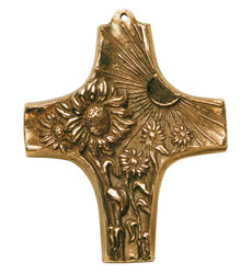 Kommunionkreuz aus Bronze - Schöpfung