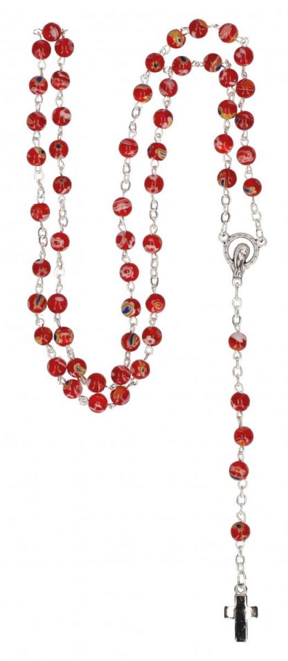 Rosenkranz mit roten Millefiori-Perlen