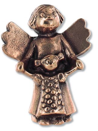 Schutzengel mit Kind, aus Bronze