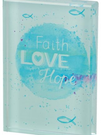 Glasquader zum Aufstellen - Faith, Love, Hope