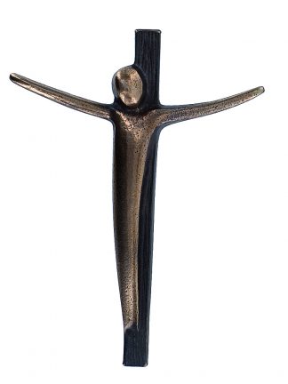Bronzereliefkreuz mit modernem Bronzekorpus