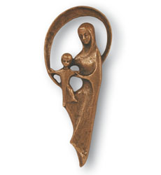 Bronzerelief Maria mit Kind