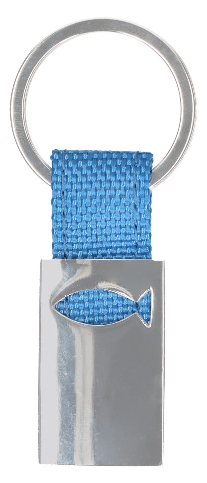 Schlüsselanhänger Fisch Metall/Textil, blau - Lieferung auf Backcard