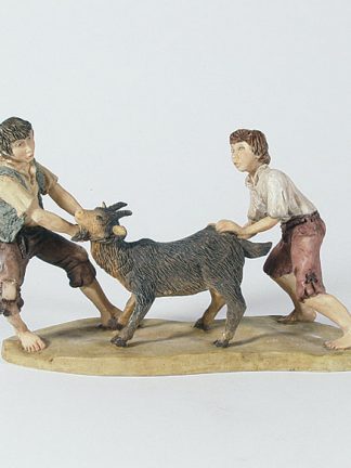 Krippenfigur Zwei Jungen mit Ziege