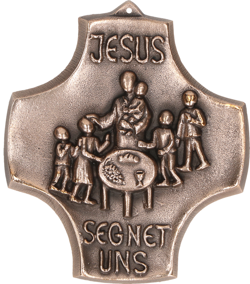 Kommunionkreuz aus Bronze - Jesus segnet uns